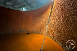 Fire tank interior showing sediment accumulation over extended storage periods