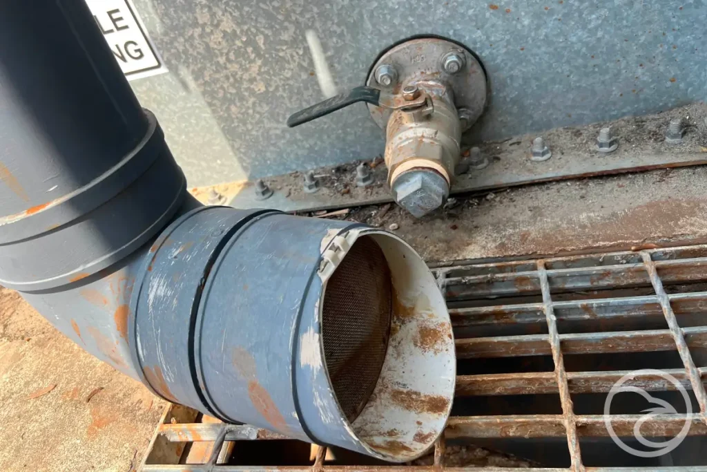 Checking fire tank overflow and drainage system